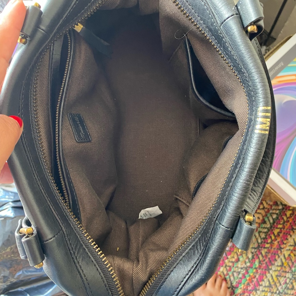 Madewell The Glasgow Satchel Black Pebbled Leather Duffel Bag Monogram JMD - Picture 11 of 15